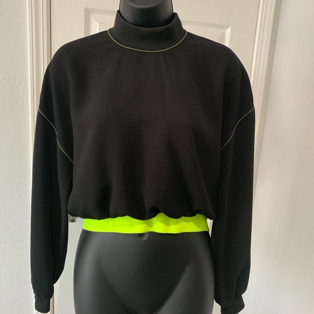 ZARA Crop Top in Lime Green/Black